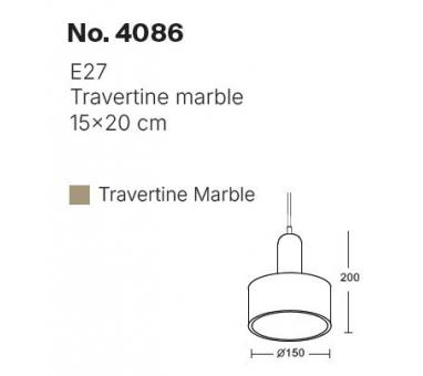 InLight Κρεμαστό φωτιστικό γκρι από travertine marble 1XΕ27 D:15 x 20cm (4086)