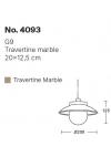 InLight Κρεμαστό φωτιστικό γκρι από travertine marble 1XG9 D:20 x 12.5cm (4093)