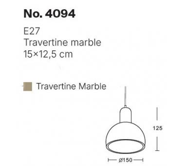 InLight Κρεμαστό φωτιστικό γκρι από travertine marble 1XΕ27 D:15 x 12.5cm (4094)