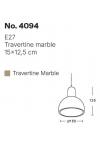 InLight Κρεμαστό φωτιστικό γκρι από travertine marble 1XΕ27 D:15 x 12.5cm (4094)