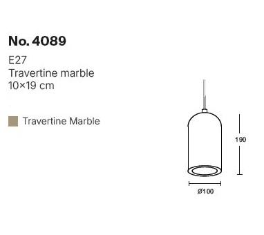 InLight Κρεμαστό φωτιστικό γκρι από travertine marble 1XΕ27 D:10 x 19cm (4089)