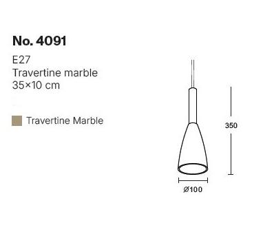 InLight Κρεμαστό φωτιστικό γκρι από travertine marble 1XΕ27 D:10 x 35cm (4091)