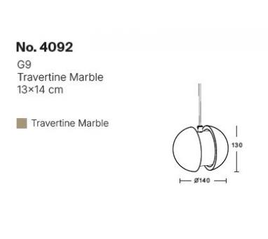 InLight Κρεμαστό φωτιστικό γκρι από travertine marble 1XG9 D:13 x 14cm (4092)