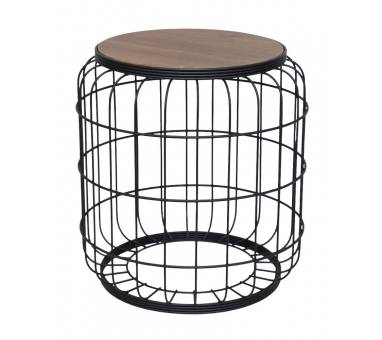 Heronia Τραπεζάκι βοηθητικό -Α- VARELAKI H47xΦ42cm μαύρο μεταλλικό/καφέ ξύλο