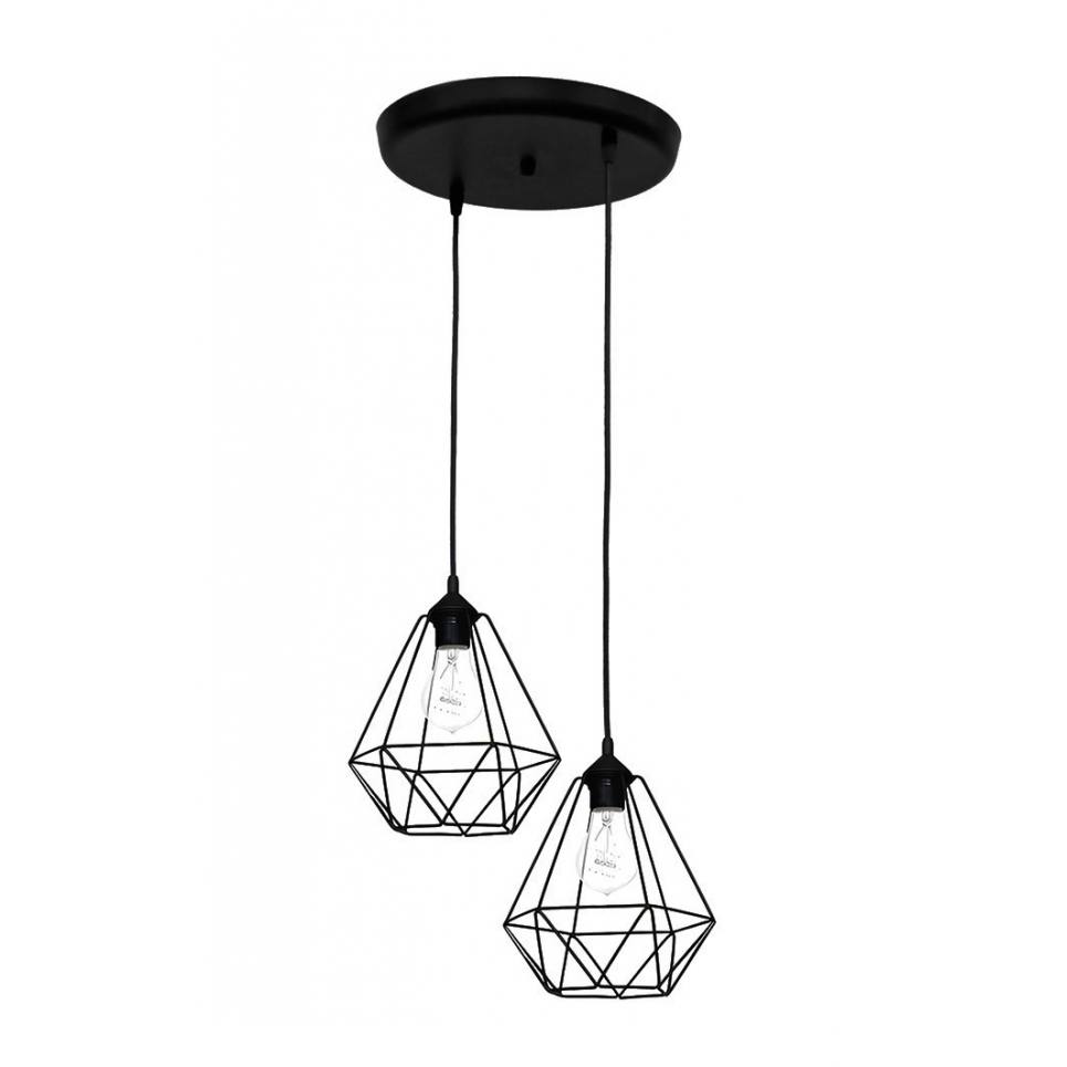 Heronia DM-02 PENDEL 2/L BLACK ΚΡΕΜΑΣΤΟ ΑΝΙΣΟΠΕΔΟ ΔΙΑΜΑΝΤΙ