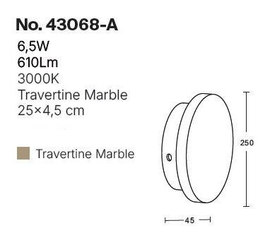 InLight Επιτοίχιο φωτιστικό γκρι από travertine marble LED 6.5W D:25cm (43068-A)