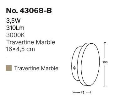 InLight Επιτοίχιο φωτιστικό γκρι από travertine marble LED 3.5W D:16cm (43068-B)