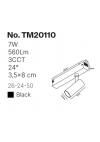 Inlight Φωτιστικό spot LED 7W, 3CCT, 24° για μαγνητική ράγα 220V, σε μαύρη απόχρωση D:3,5x8cm (TM20110)