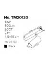 Inlight Φωτιστικό spot LED 10W, 3CCT, 24° για μαγνητική ράγα 220V, σε μαύρη απόχρωση D:4,5x10cm (TM20120)