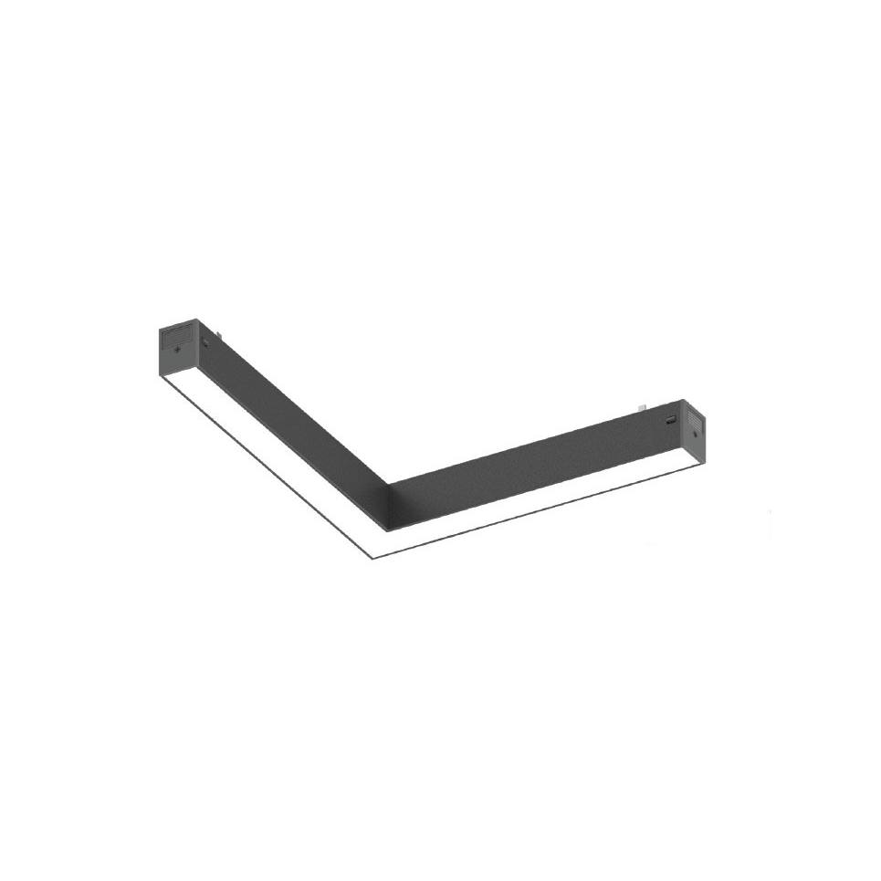 Inlight Γωνιακό γραμμικό φωτιστικό LED 20W, 3CCT, 120° για μαγνητική ράγα 220V, σε μαύρη απόχρωση D:24,2x22x3cm (TM20060)